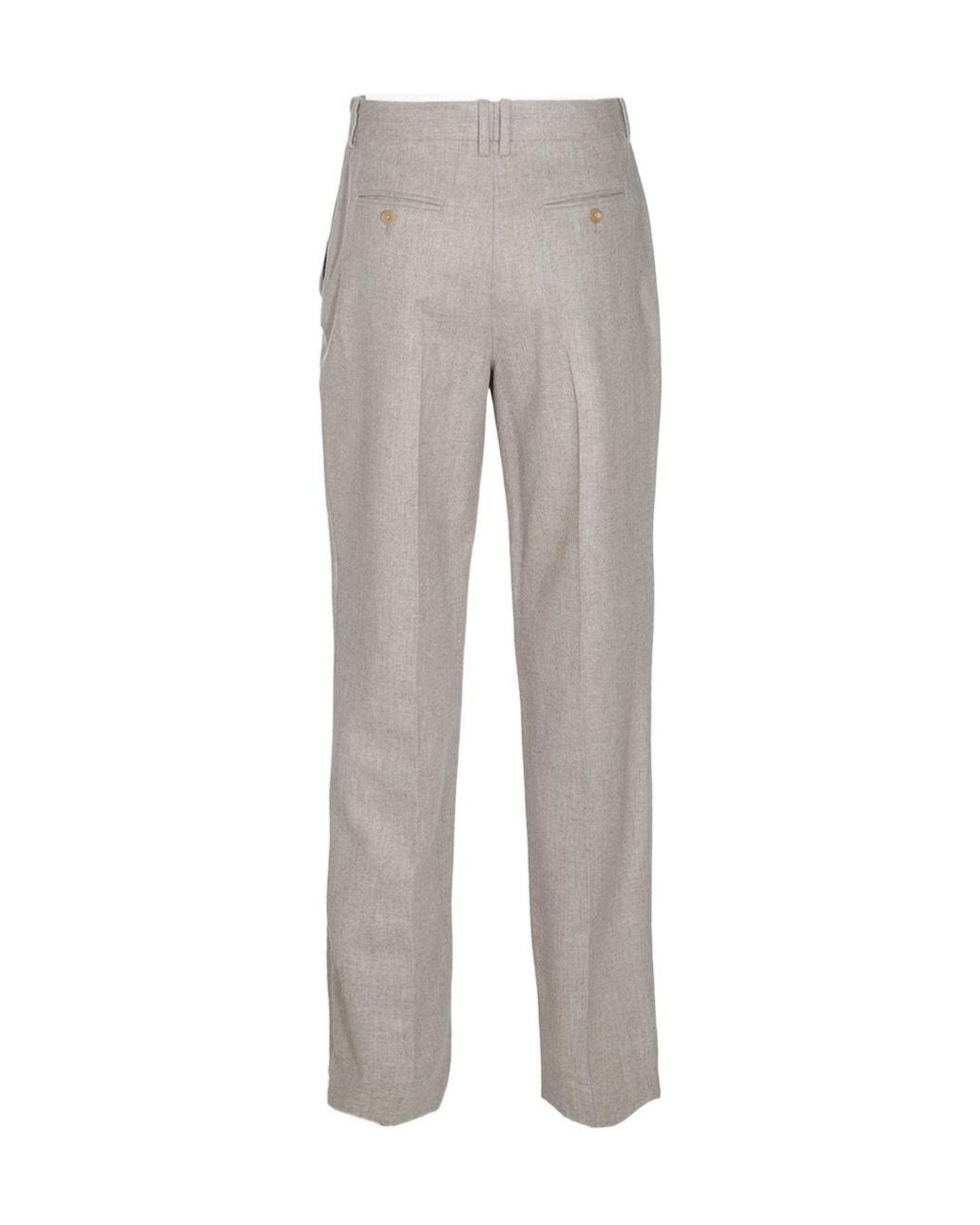 The Row Gray Straight-Leg Pleated Trousers