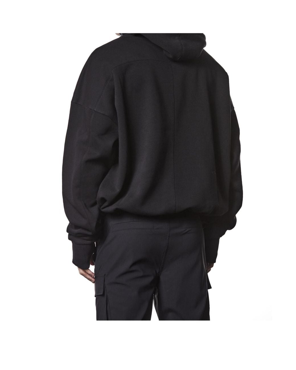 Thom Krom Black Ribbed-Trim Long-Sleeve Hoodie for men