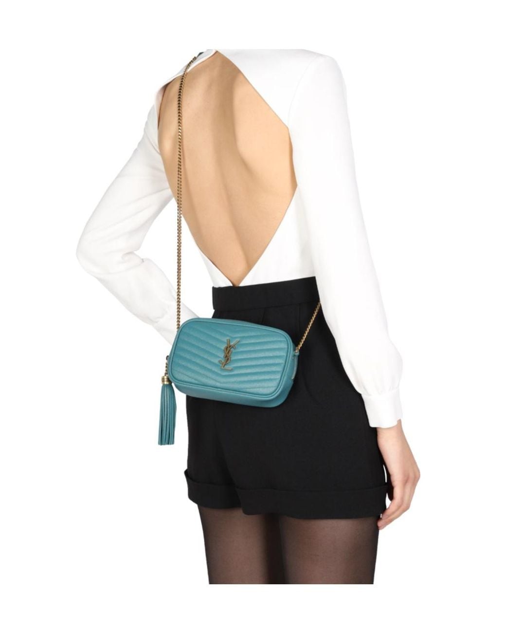 Saint Laurent White High Waist Backless Playsuit