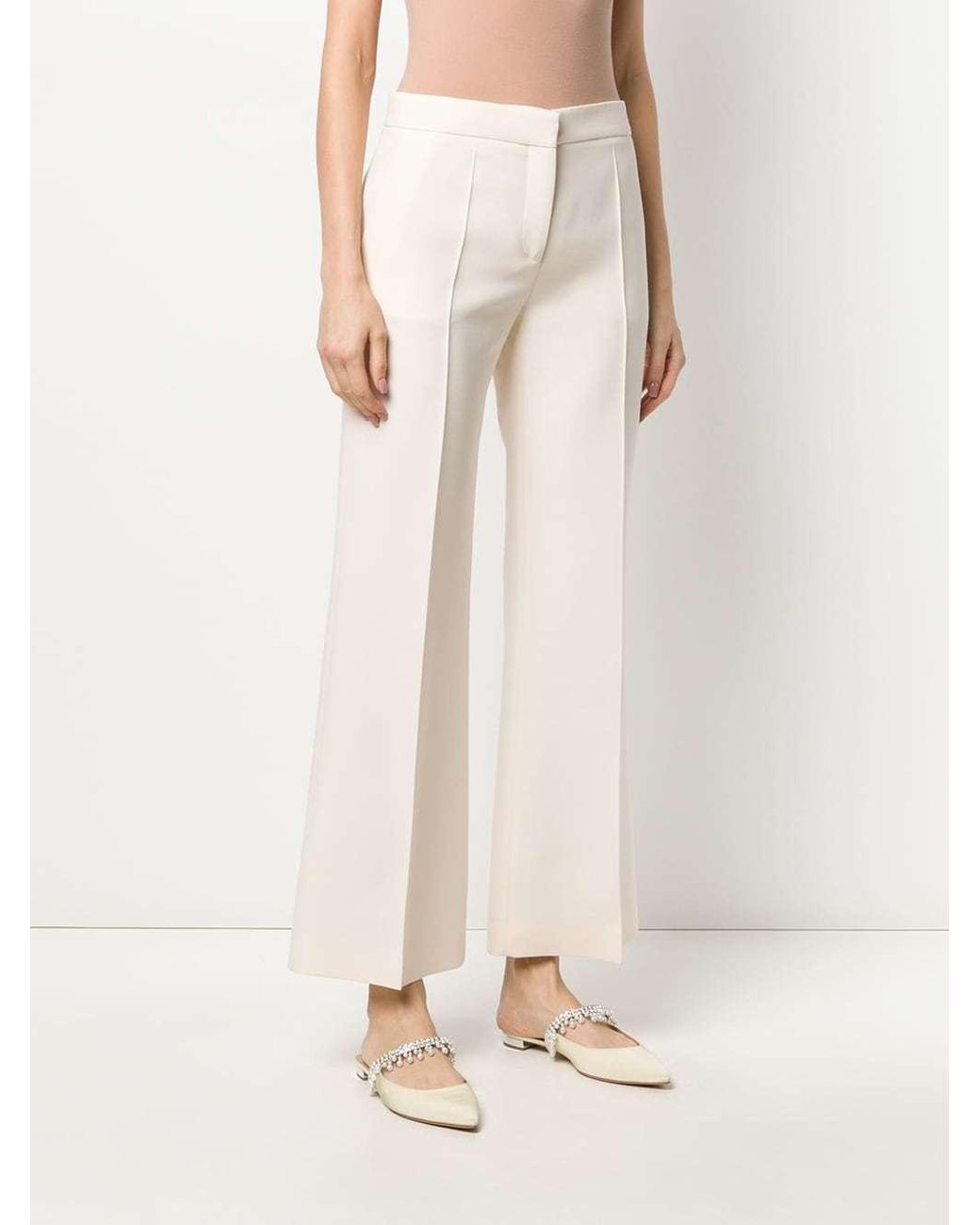 Valentino White High-Waisted Wide-Leg Trousers