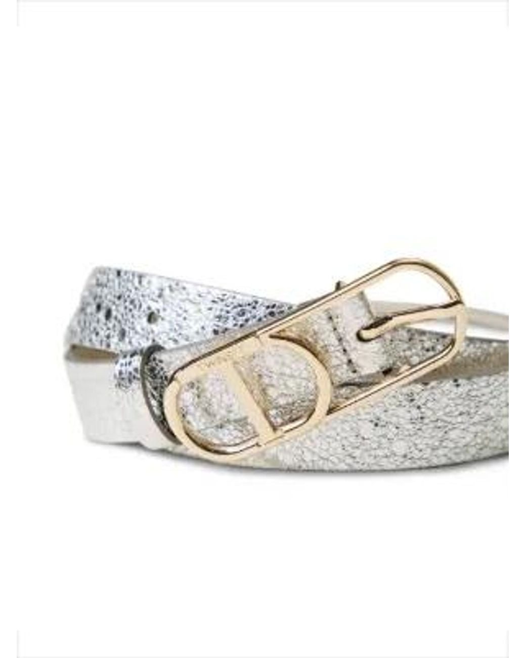 Twinset White Cracked-Effect Leather Belt