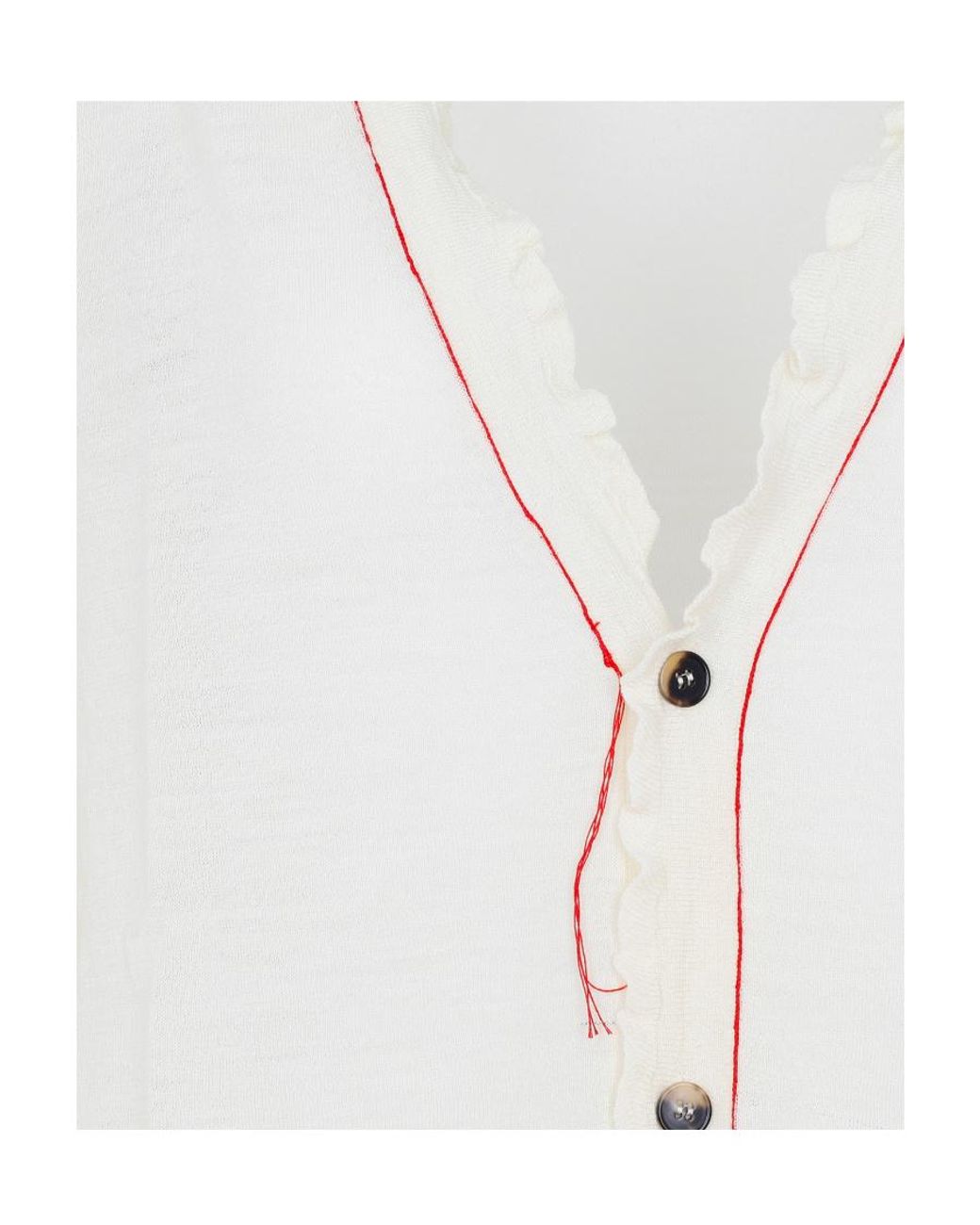 Maison Margiela White V-Neck Knitted Cardigan