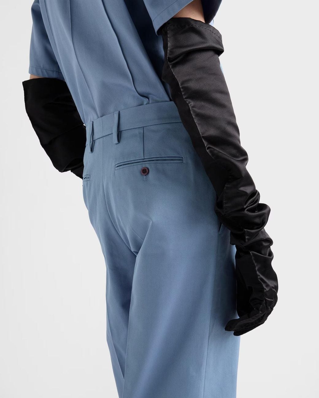 Prada Blue Pleated Straight-Leg Pants
