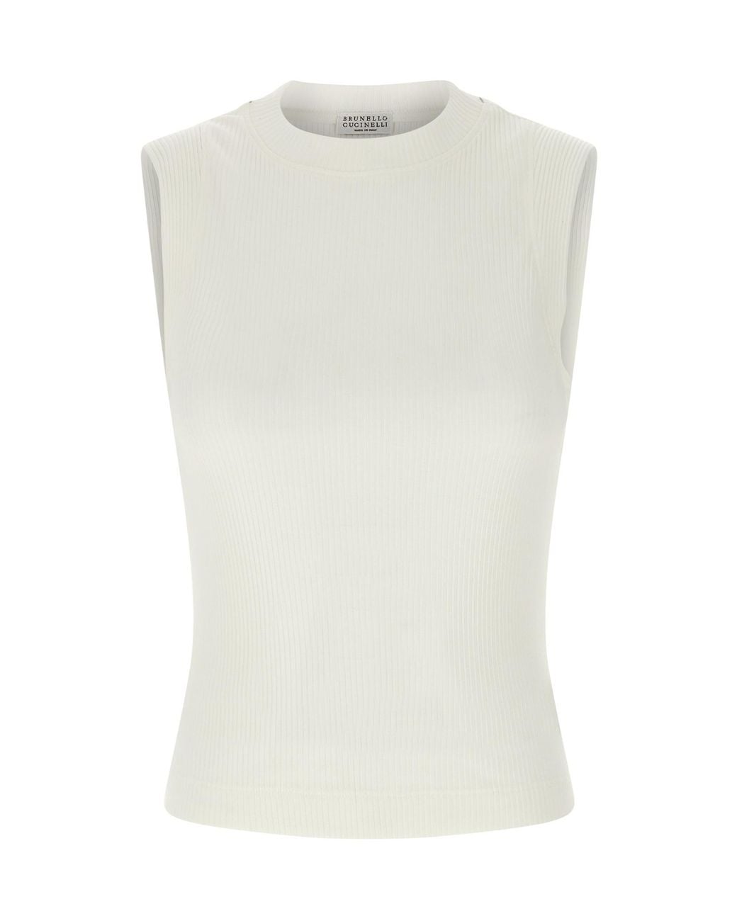 Brunello Cucinelli White Knitted Crewneck Tank Top