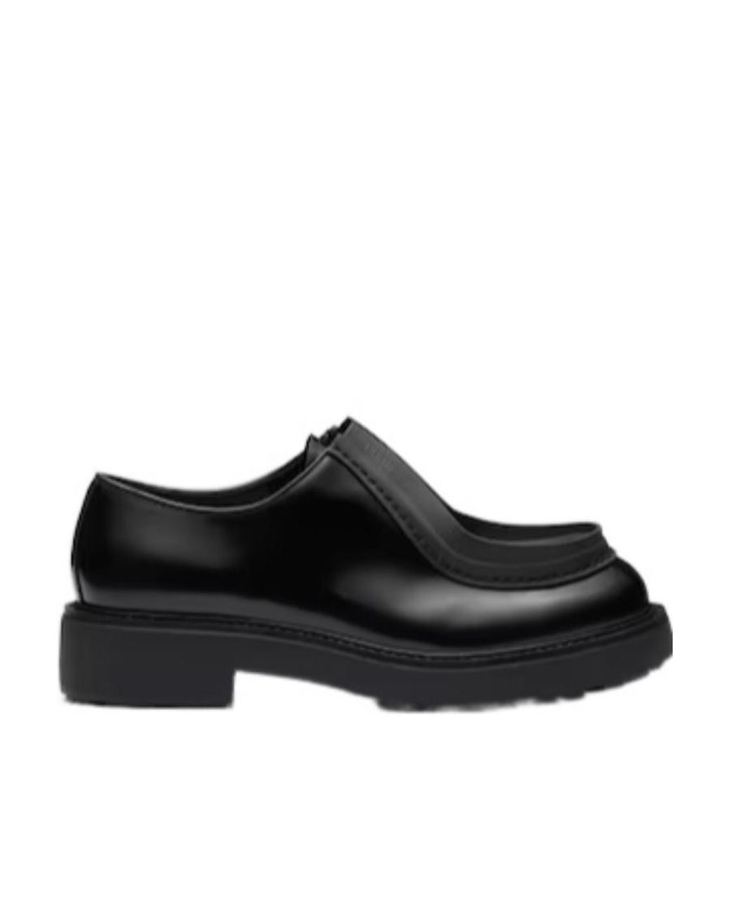 Prada Black Opaque Brushed Leather Lace-Up Shoes for men