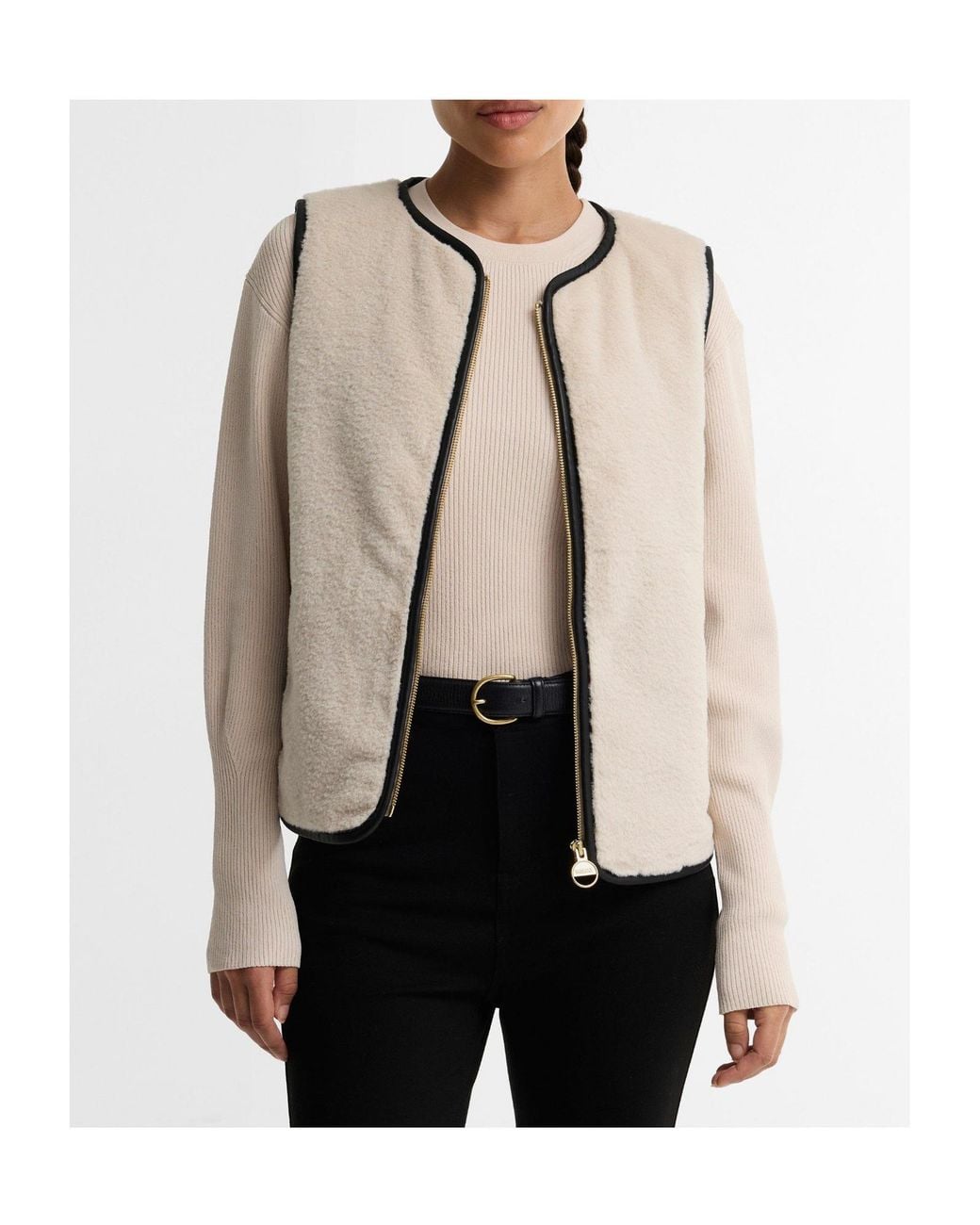 Barbour Natural Sherpa Zip Gilet