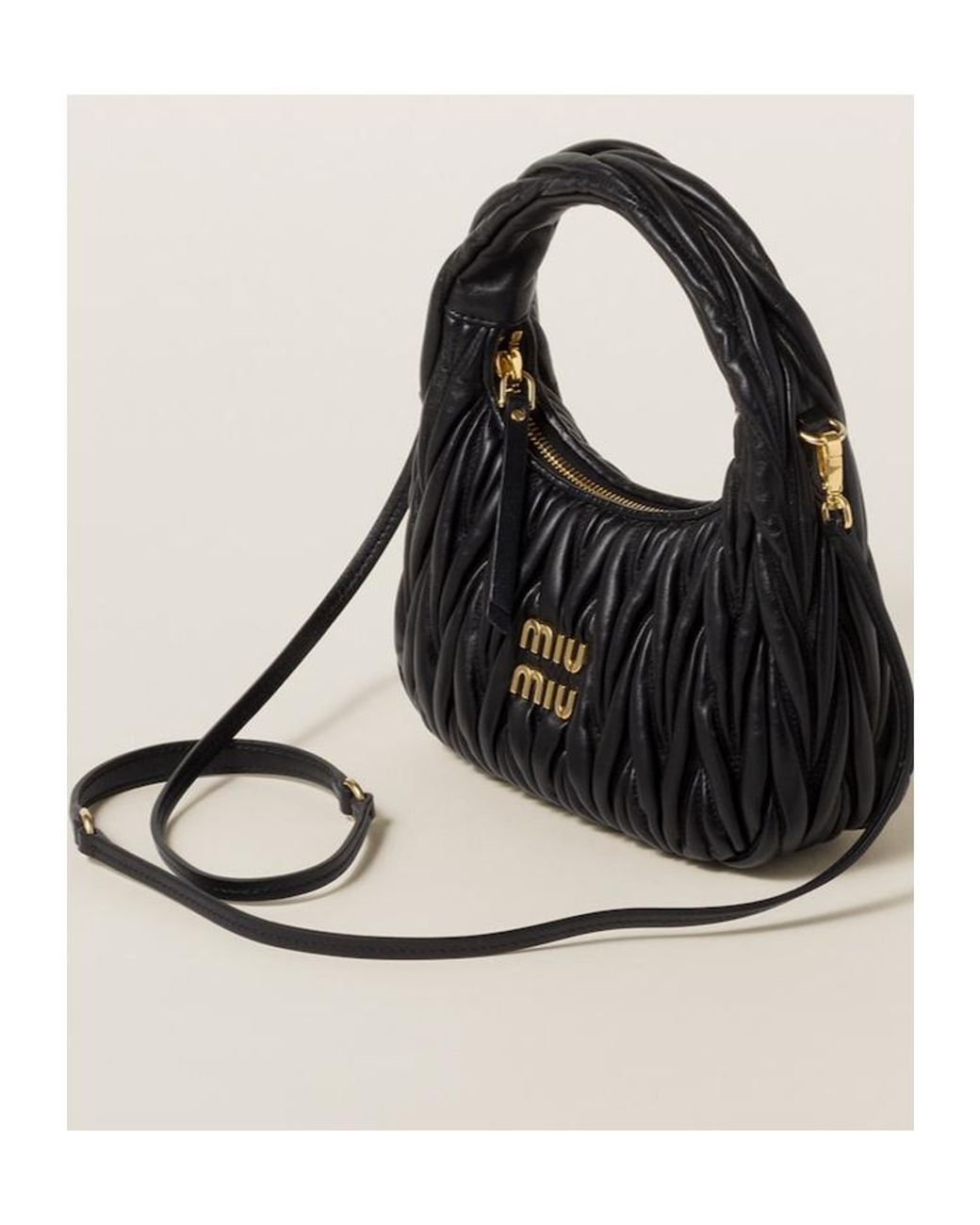 Miu Miu Black Wander Hobo Bag