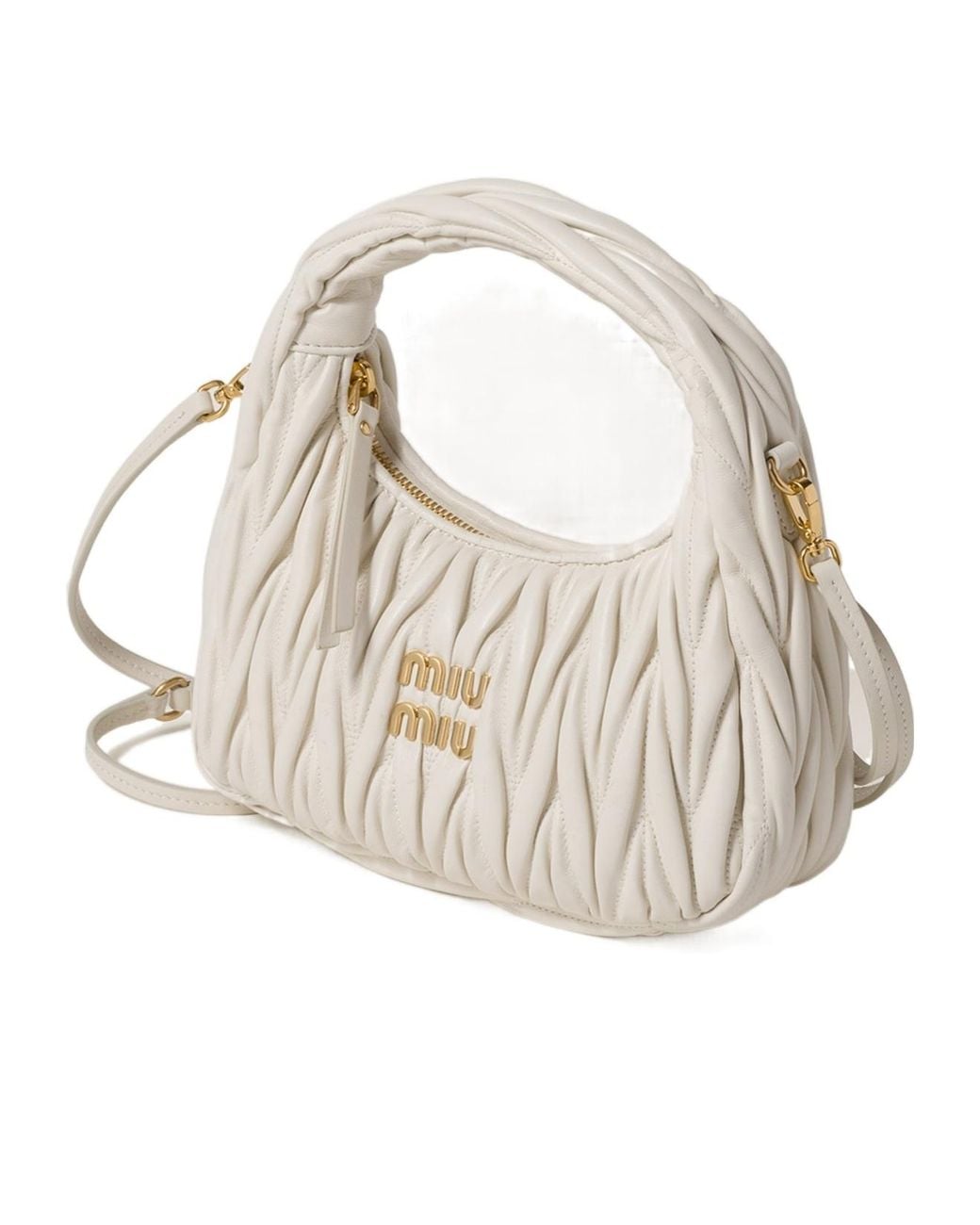 Miu Miu Natural Matelassé Zipped Handbag