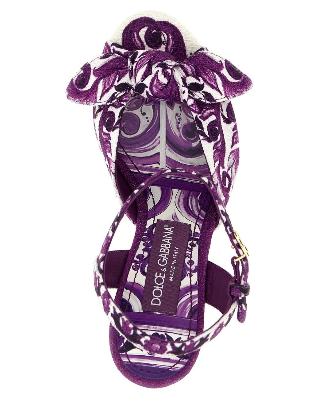 Dolce & Gabbana Purple Platform Sandals With 'Majolica' Print