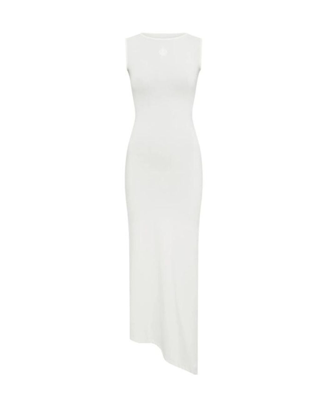 MARINE SERRE White Sleeveless Pearl Logo Midi Dress