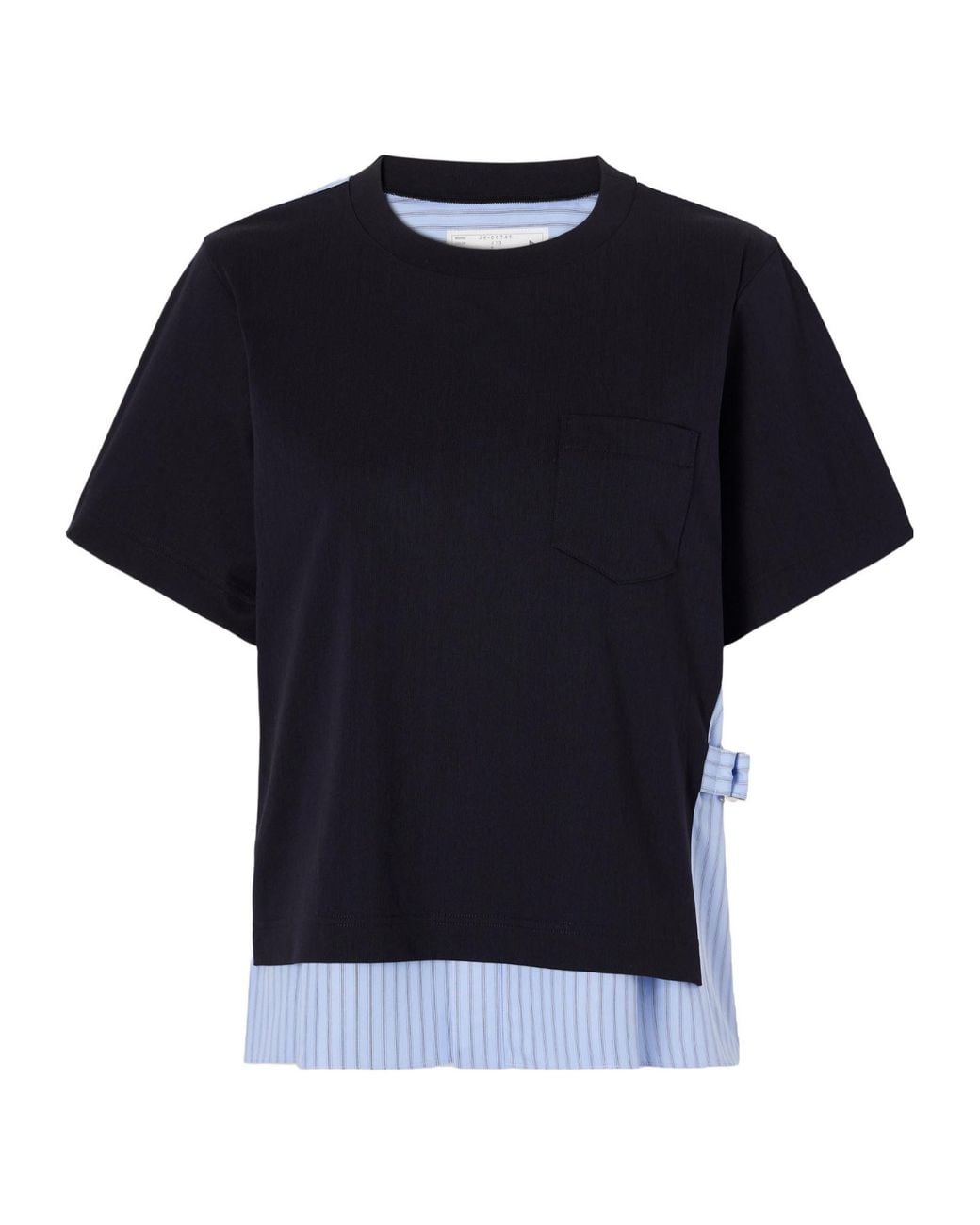Sacai Black Layered-Panel Chest-Pocket T-Shirt for men