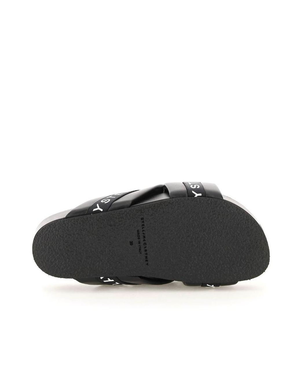 Stella McCartney Black Logo Tape Platform Sandals