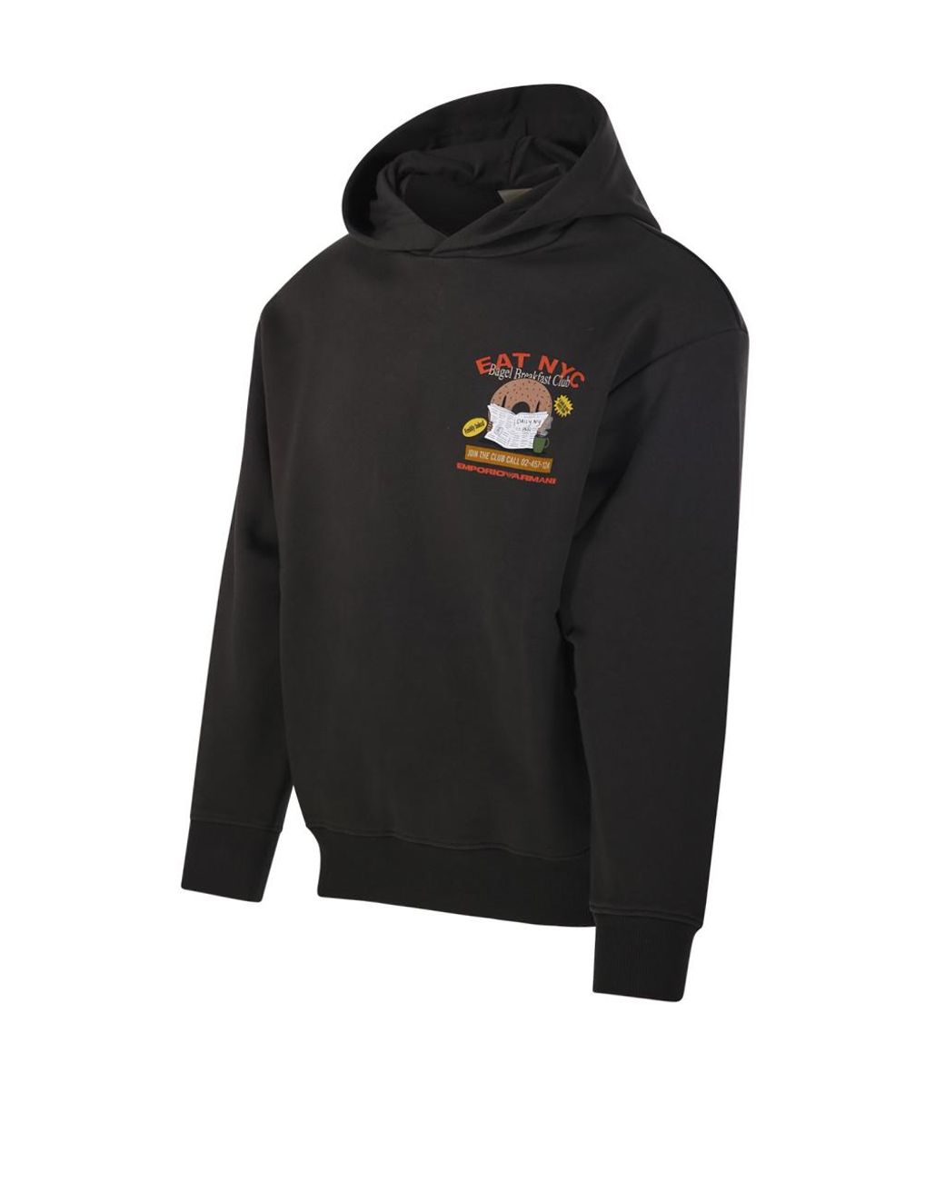 Emporio Armani Black Logo-Printed Hoodie for men