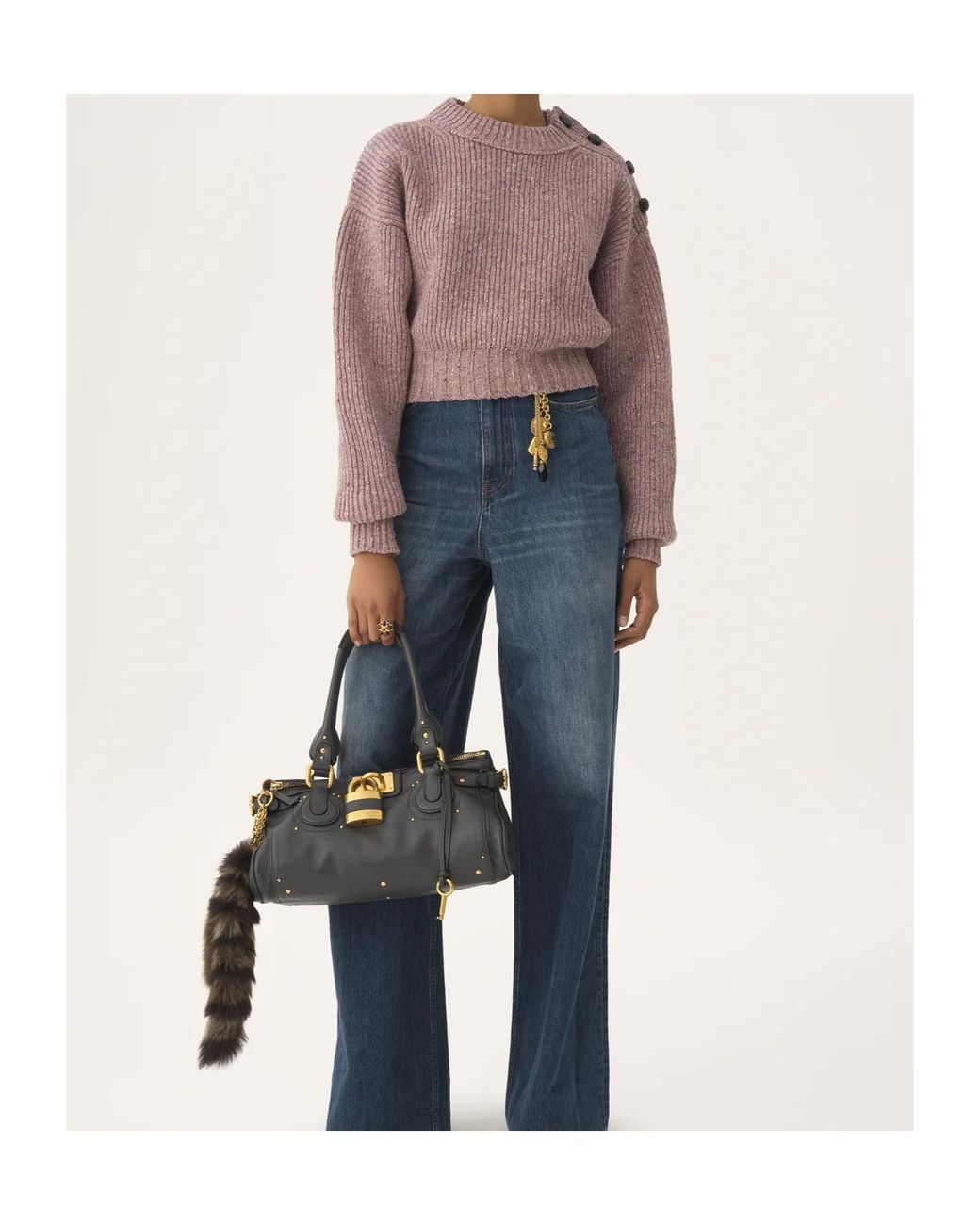 Chloé Purple Chloé Mock-Neck Cropped Knit Jumper