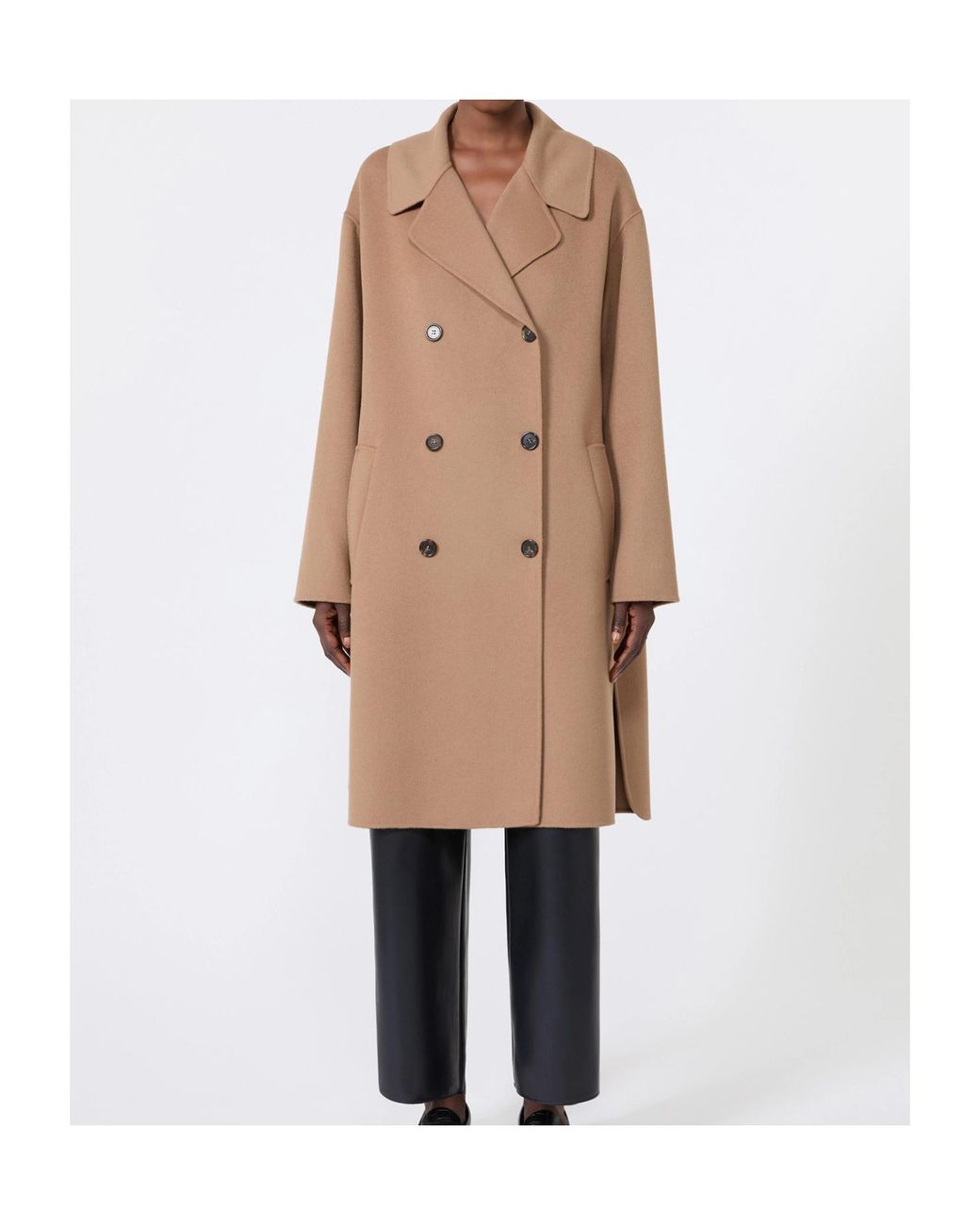 Max Mara Natural Virgin Wool Double Breasted Coat