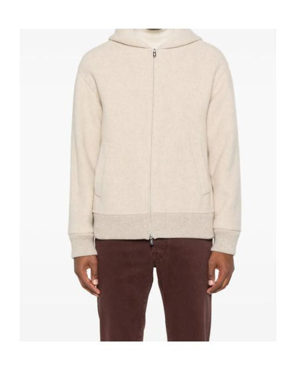 Fedeli Natural Hooded Zip-Front Jacket for men