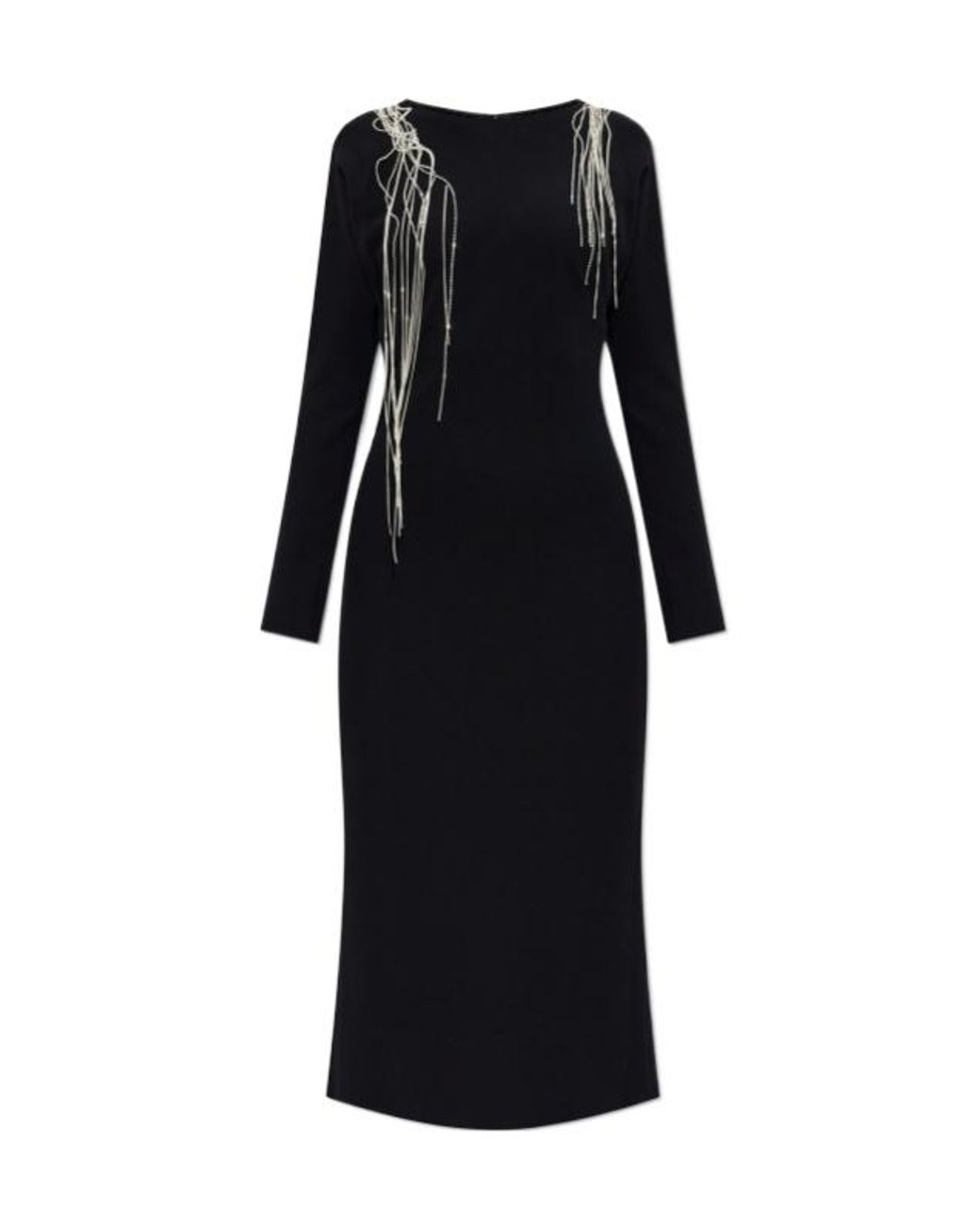 Dries Van Noten Black Long Sleeved Embellished Dress