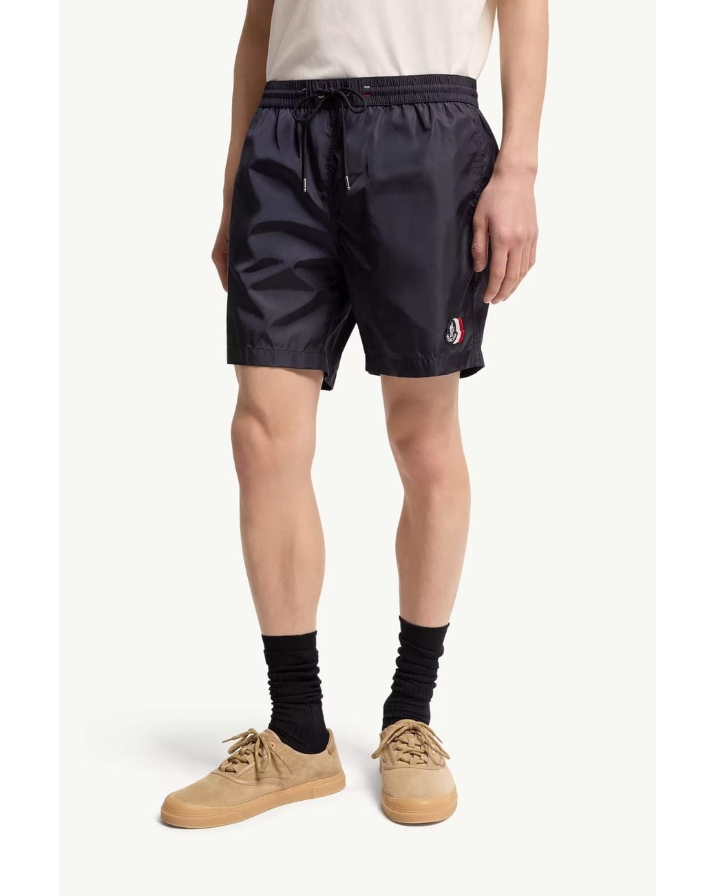 Moncler Blue Logo Patch Drawstring Swim Shorts for men