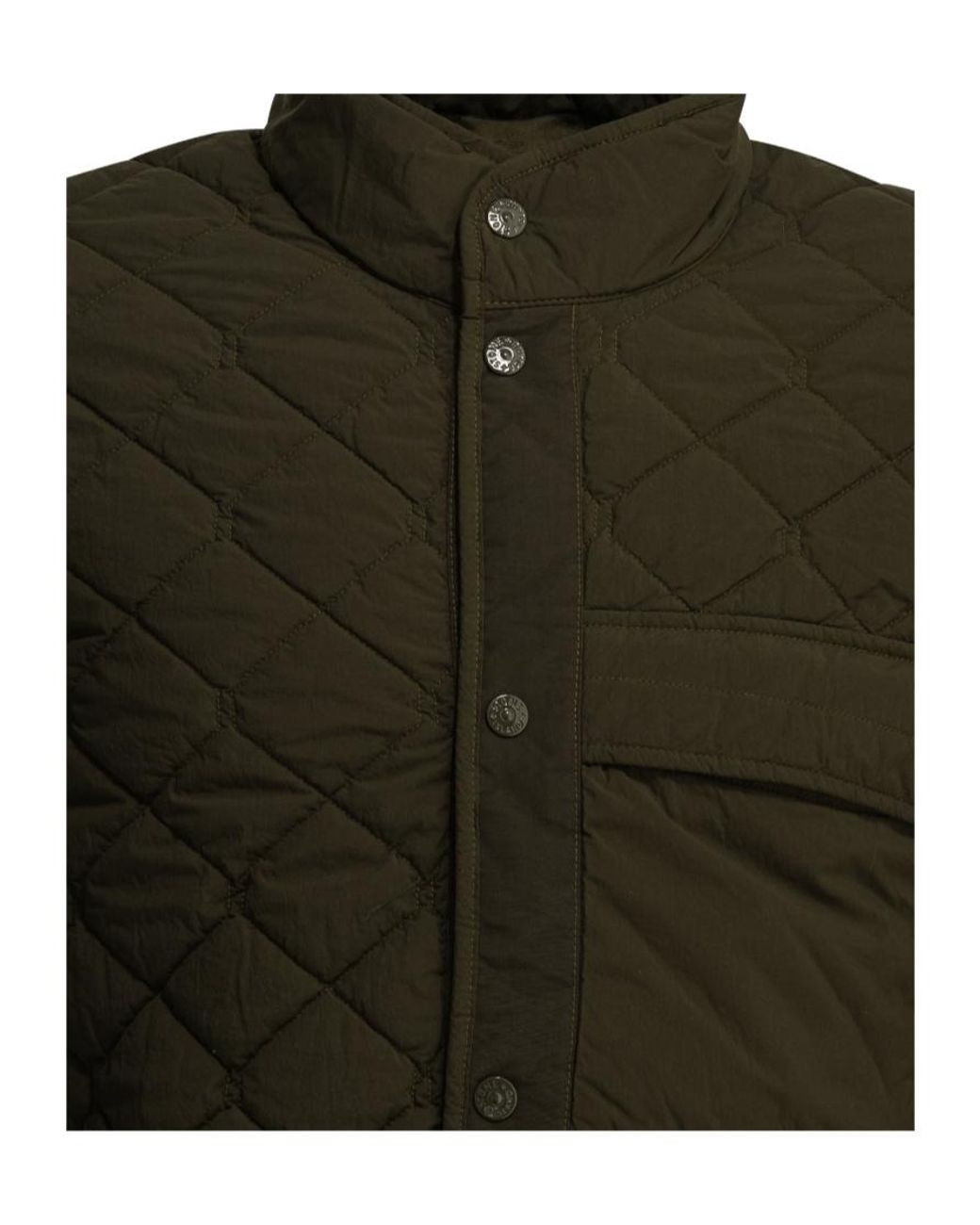 Stone Island Green Quilted Knit-Sleeve Jacket for men