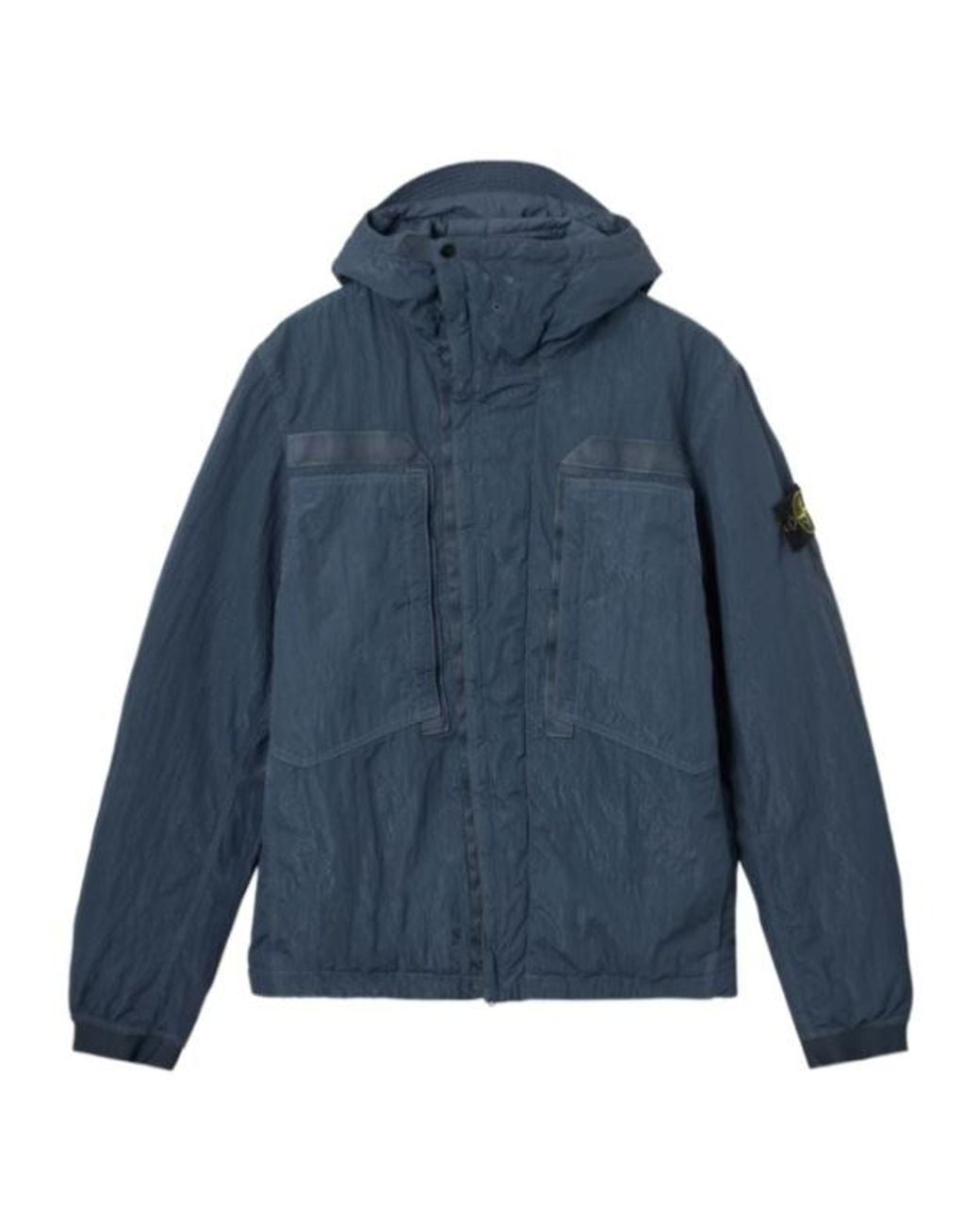 Stone Island Blue State Logo-Patch Hooded Jacket for men