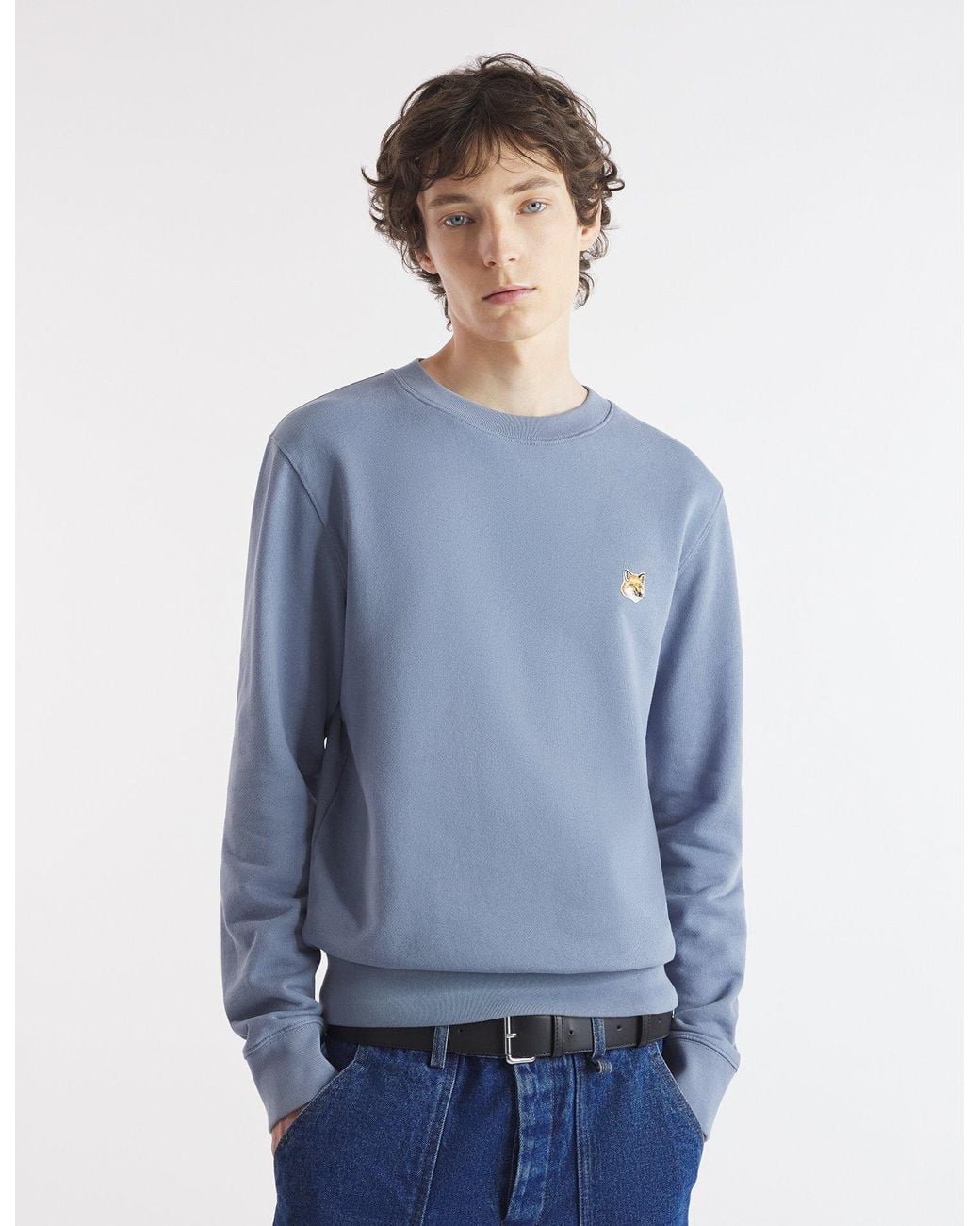 Maison Kitsuné Blue Maison Kitsuné Fox Head Patch Crewneck Sweatshirt for men
