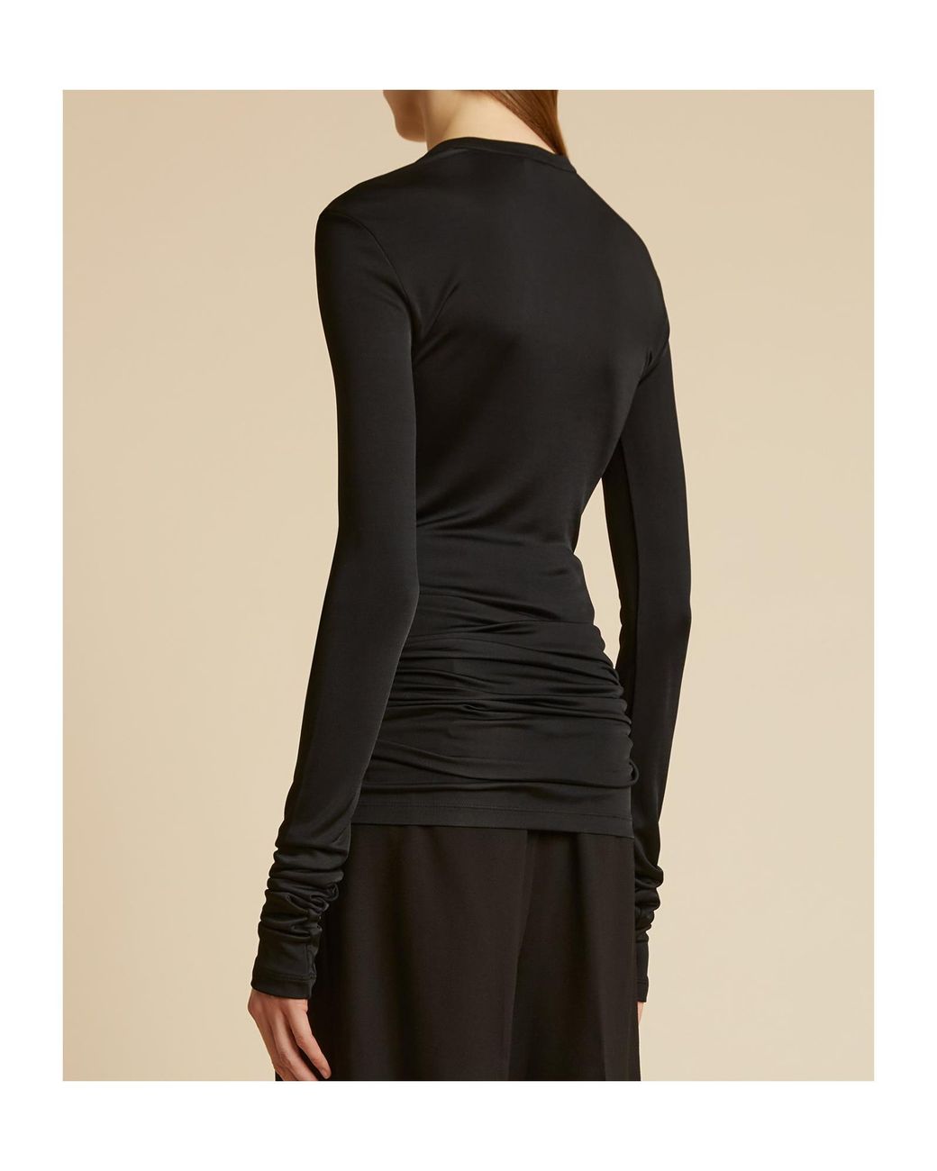 Khaite Black Long-Sleeved Button T-Shirt