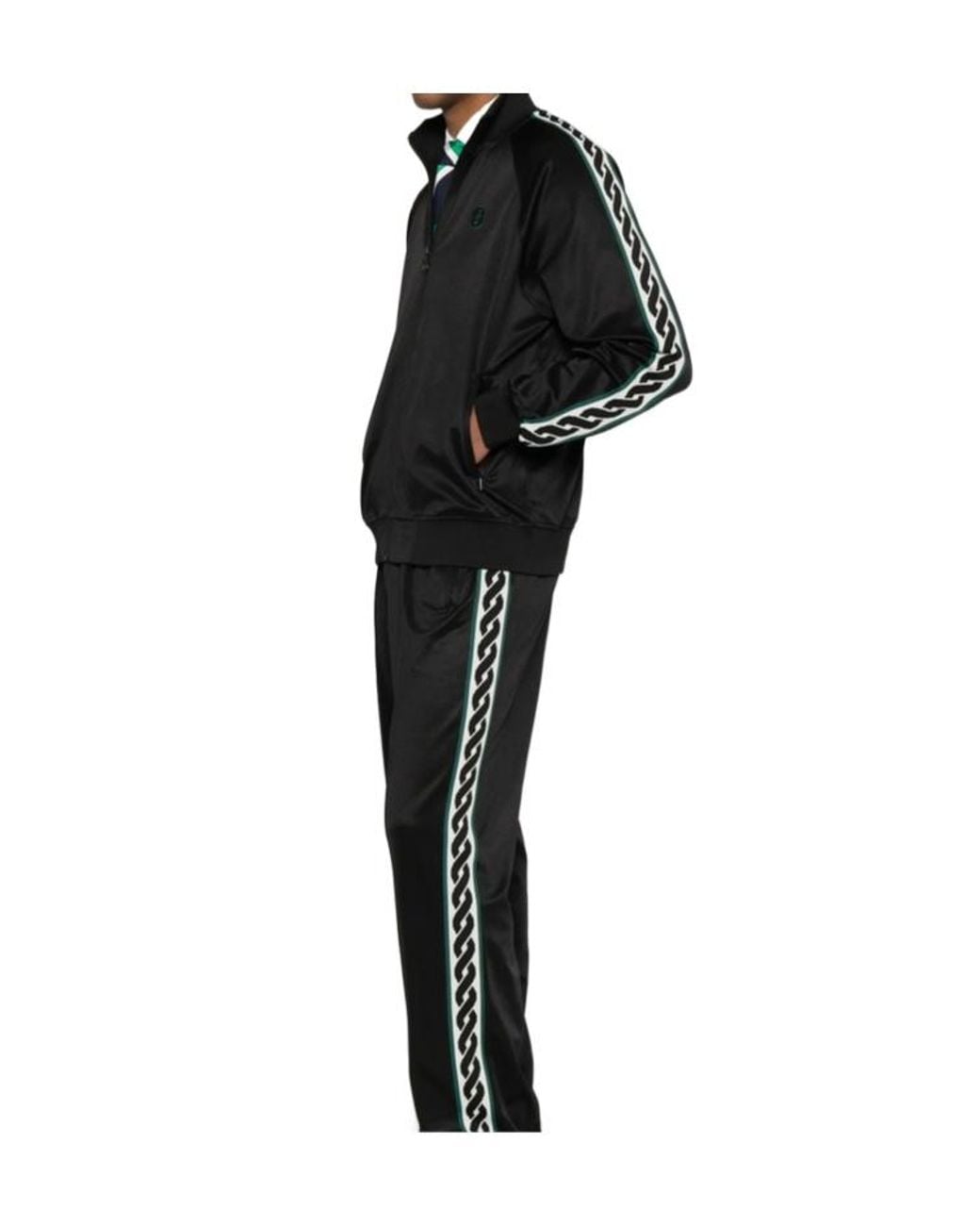 Drole de Monsieur Black Logo-Patch Side-Stripe Jacket for men