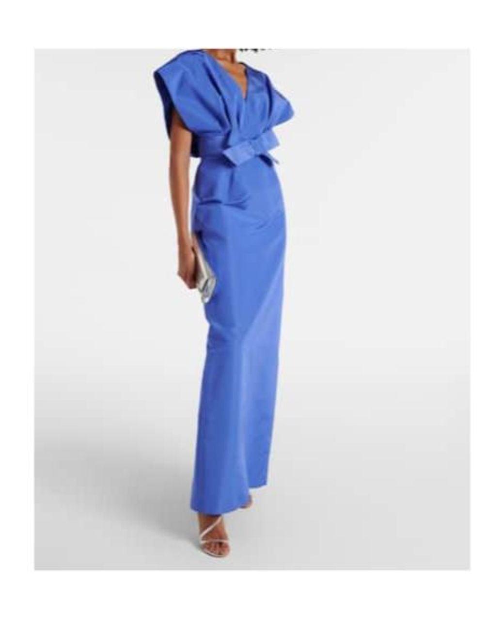 Carolina Herrera Blue Bow-Detail Silk Faille Gown