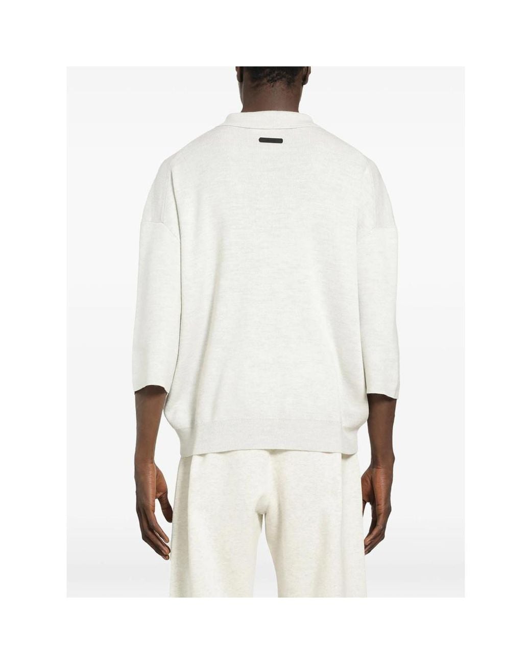 Fear Of God White Essentials Signature Knit Polo Shirt for men