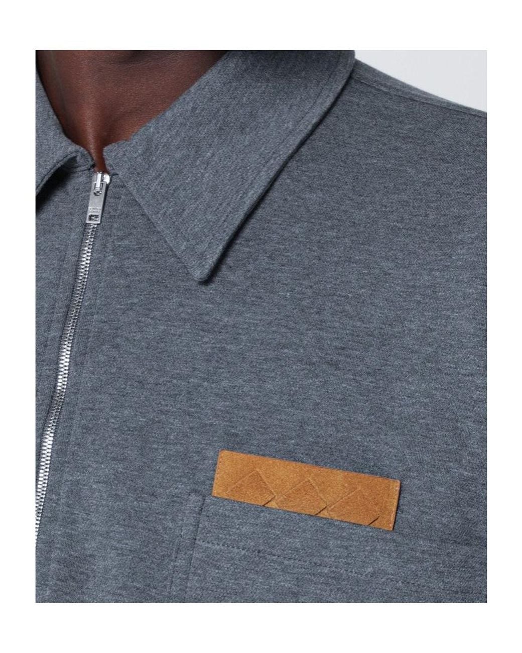 Bottega Veneta Blue Dark Polo Shirt With Intrecciato Detail for men