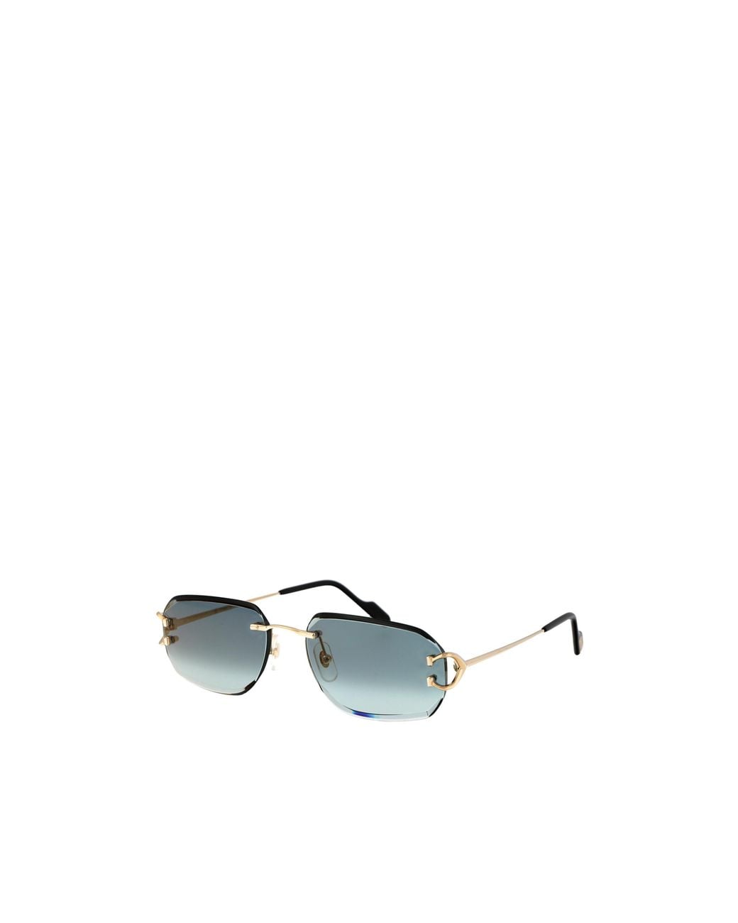 Cartier Blue Rectangle-Frame Rimless Sunglasses for men