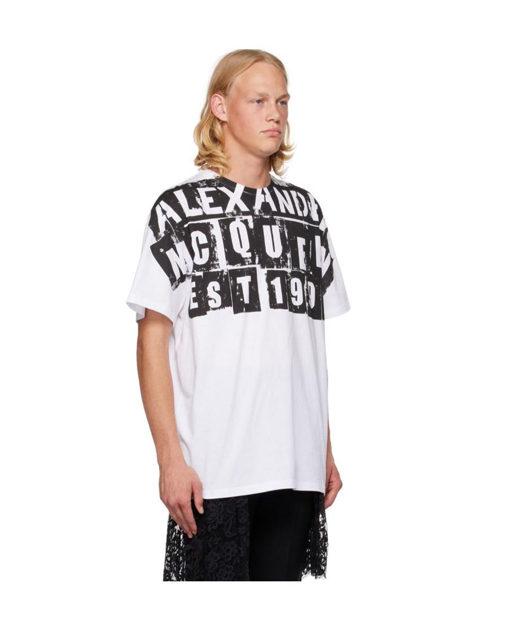 McQueen Black Logo Printed Crewneck T-Shirt for men
