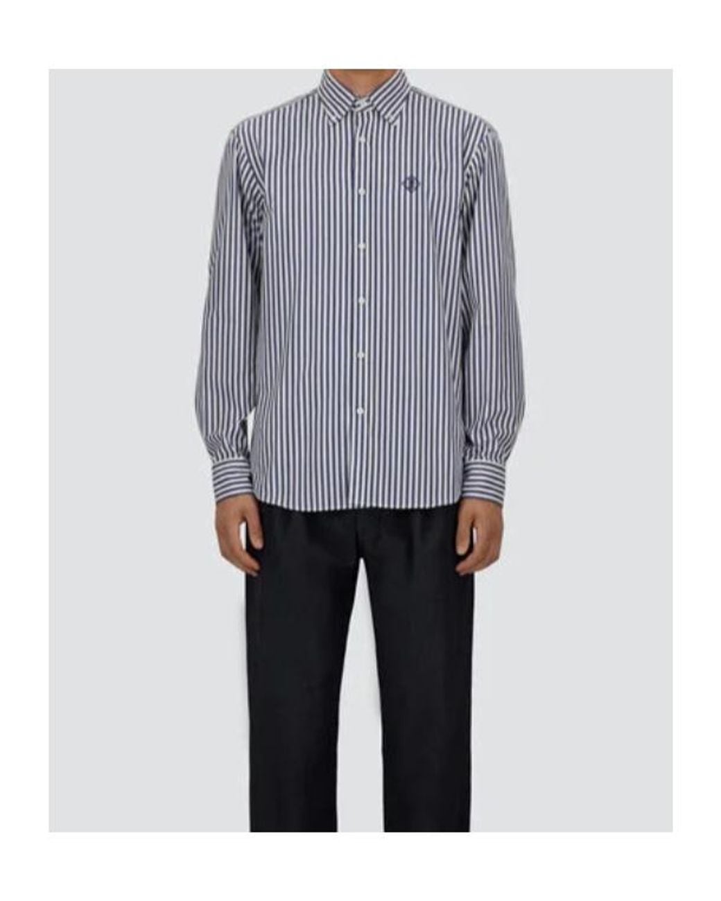 Herno Blue Striped-Pattern Long-Sleeve Shirt for men