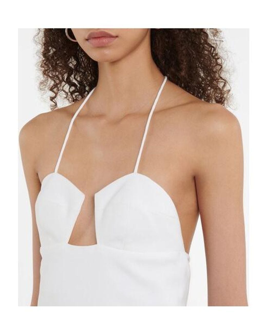 Monot White Halterneck Crêpe Minidress