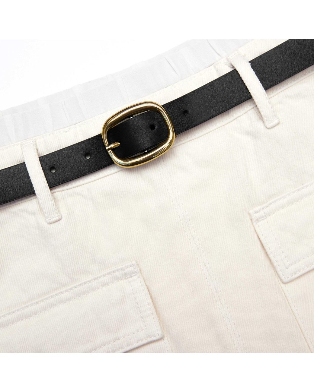 Self-Portrait Natural Denim Midi Skirt