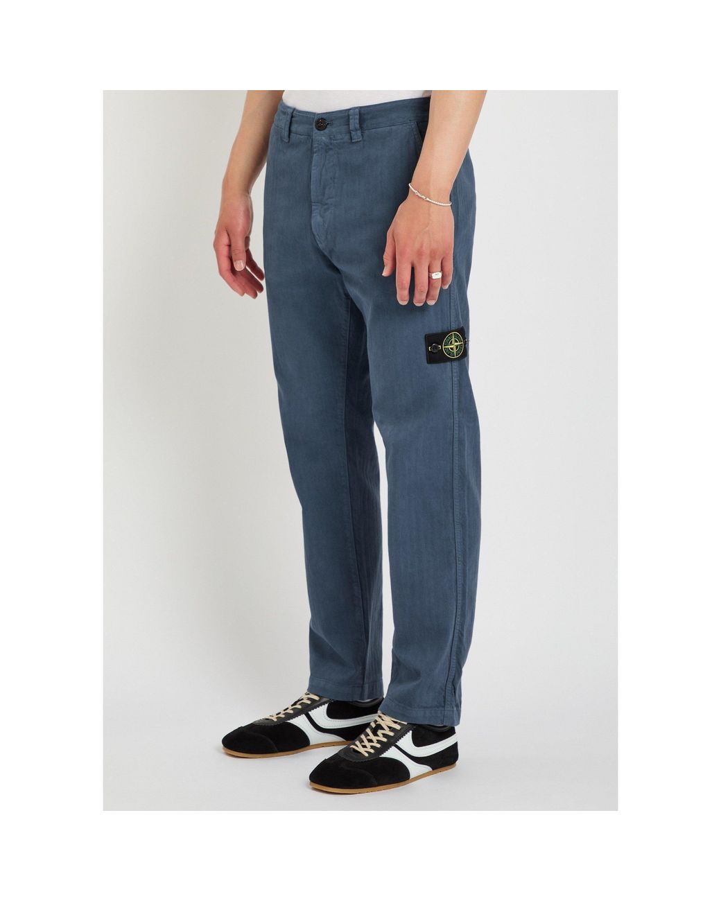Stone Island Blue Tapered Casual Trousers for men