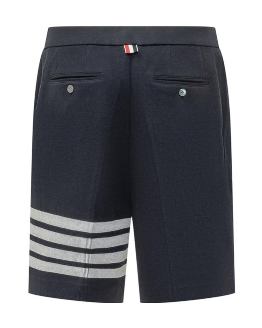 Thom Browne Blue Striped Buttoned Shorts for men