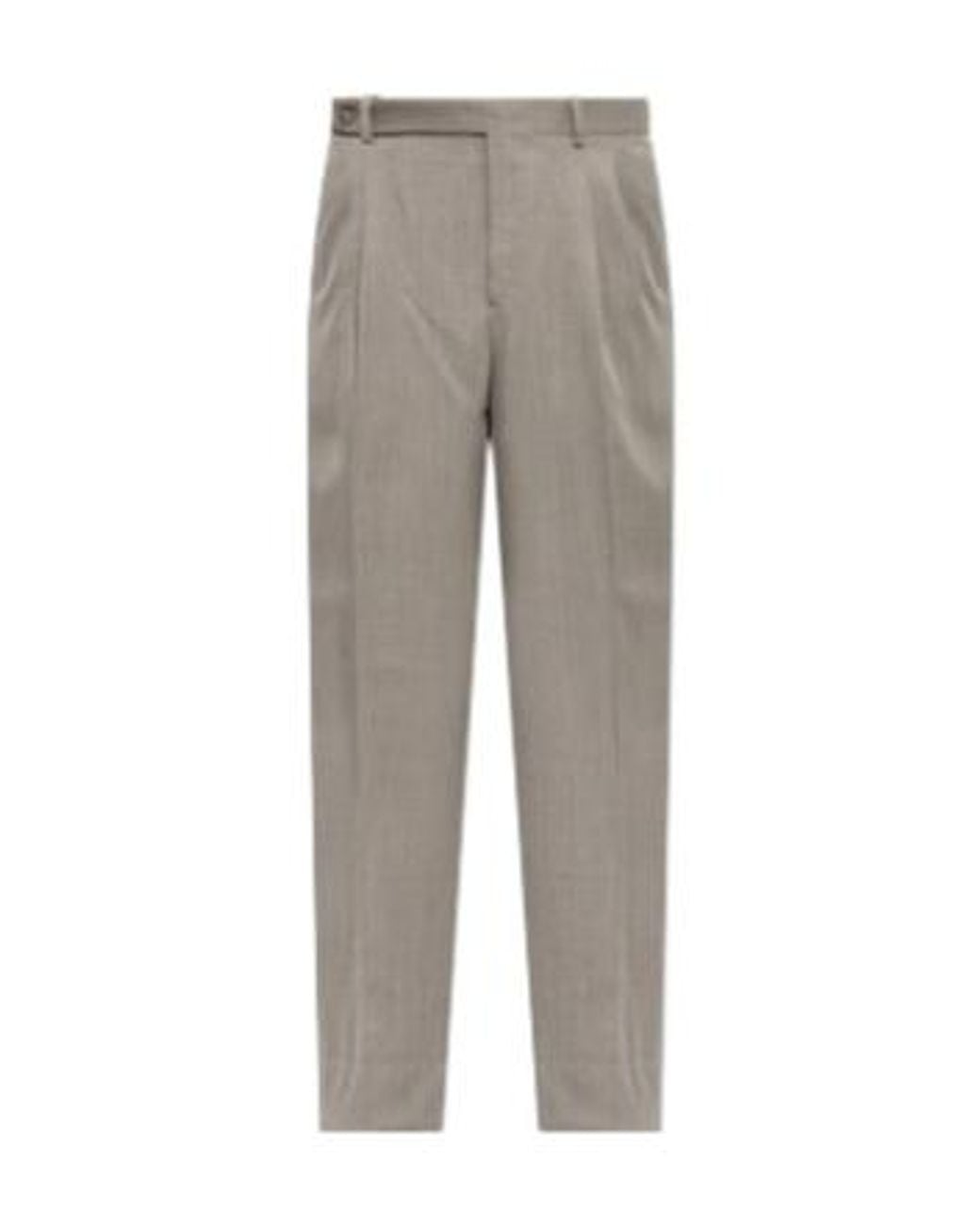 Brioni Gray Pleated Wool Trousers for men