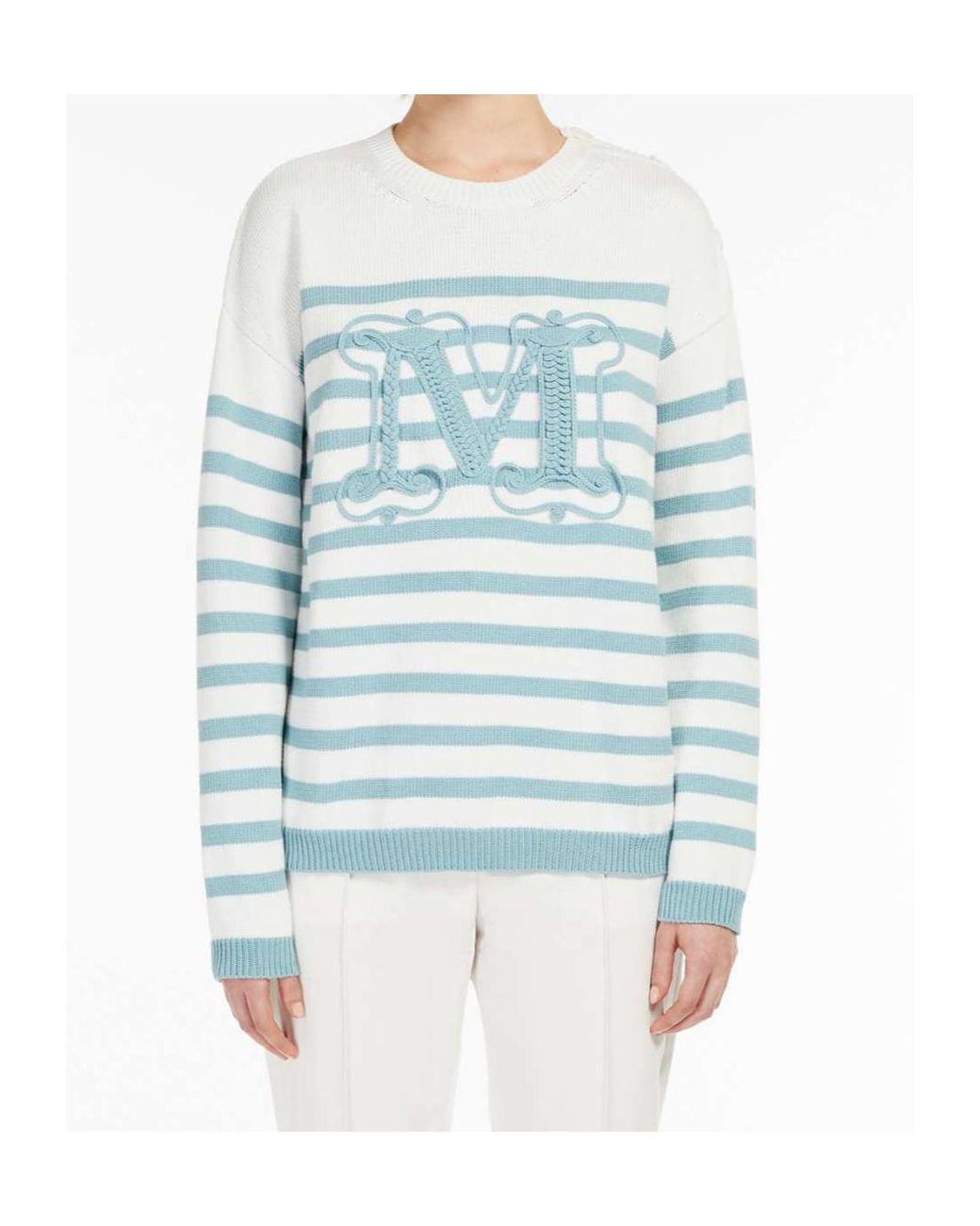 Max Mara Blue Logo Striped Pullover