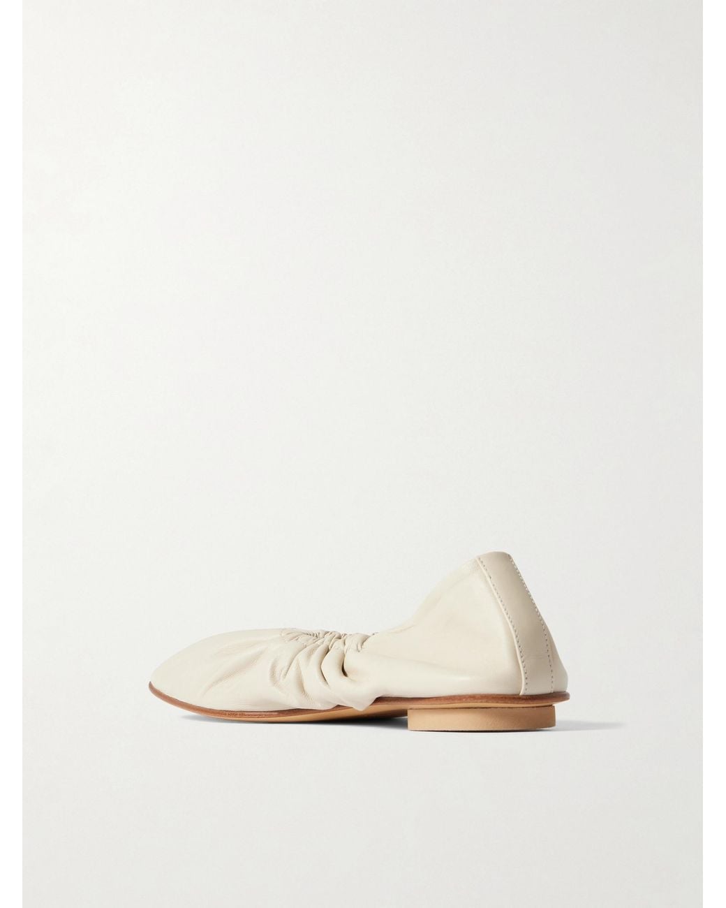 Le Monde Beryl Natural Gathered Leather Ballet Flats