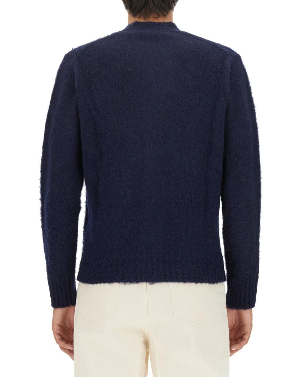 Aspesi Blue V-Neck Buttoned Cardigan for men