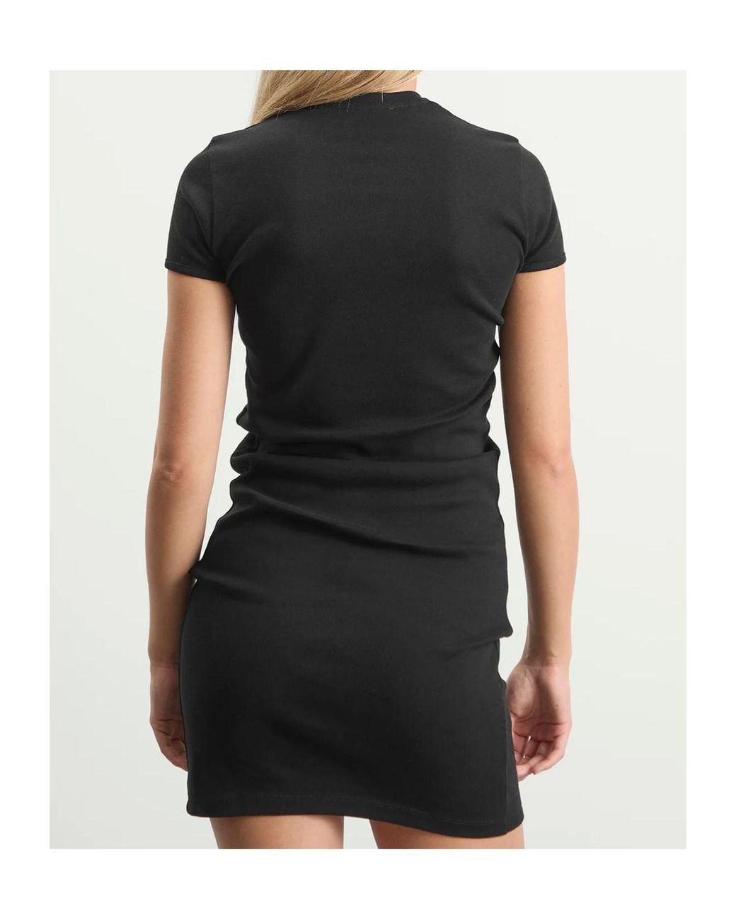 Coperni Black Crewneck Gathered Mini Dress