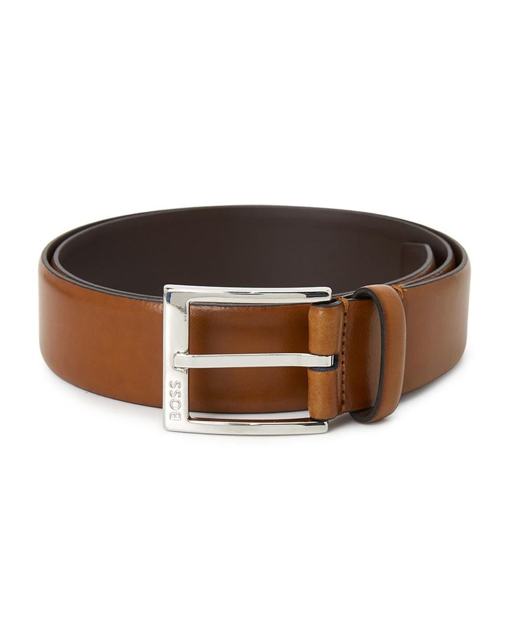 Boss Brown Logo Belt for men