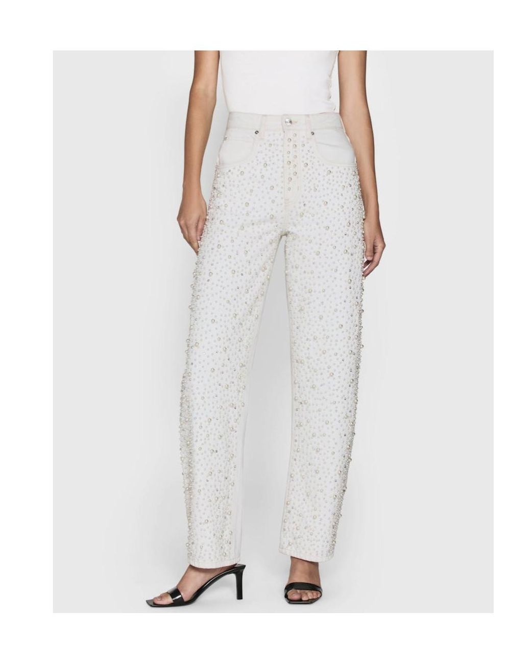 FRAME White Waist Belt Loop Jeans