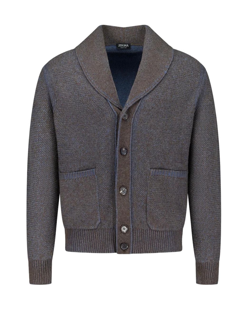 Zegna Gray Mélange Shawl Collar Cardigan for men