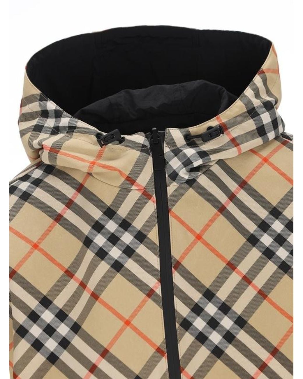 Burberry Metallic Ekd Checked Hooded Reversible Jacket