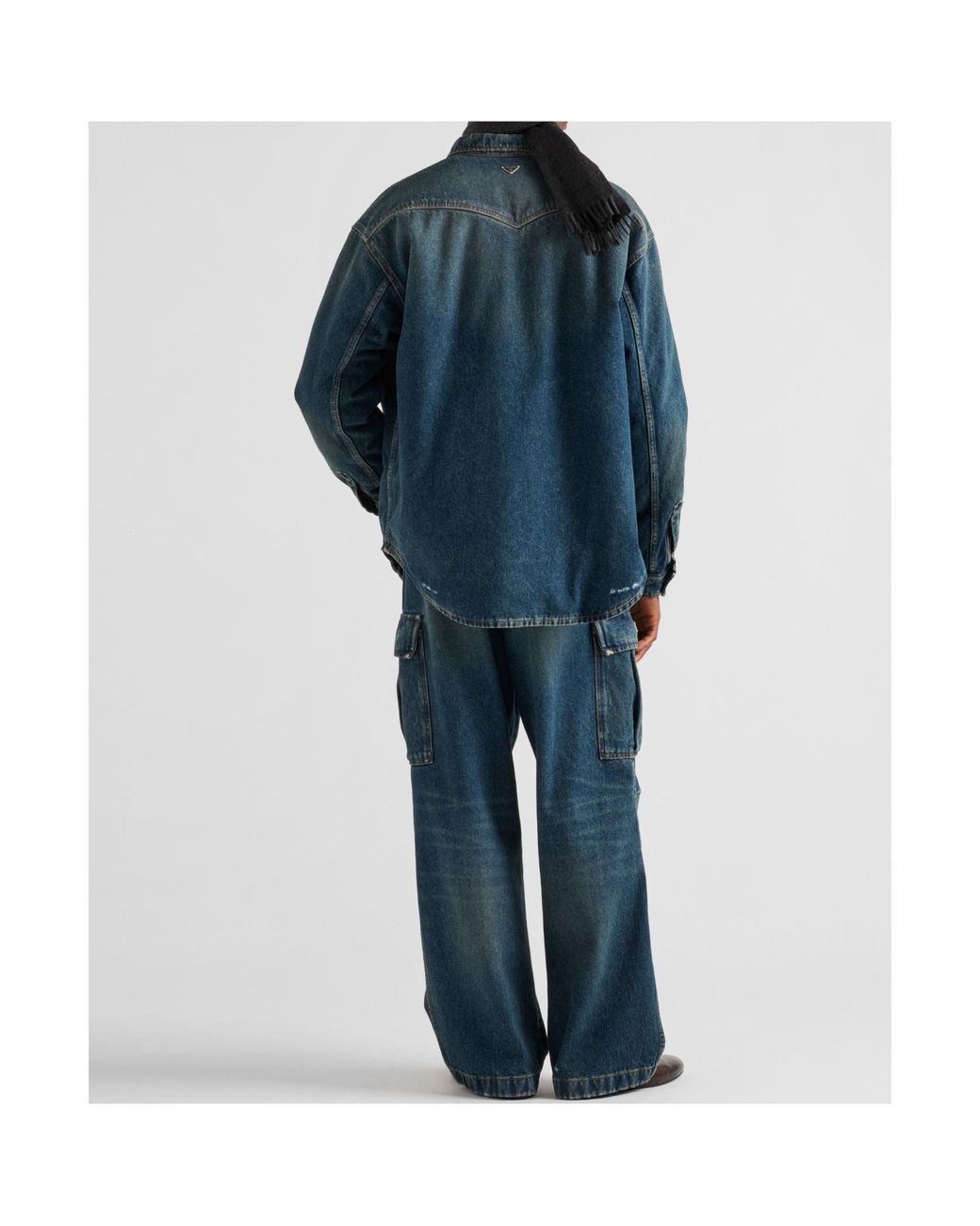 Prada Blue Padded Denim Shirt for men