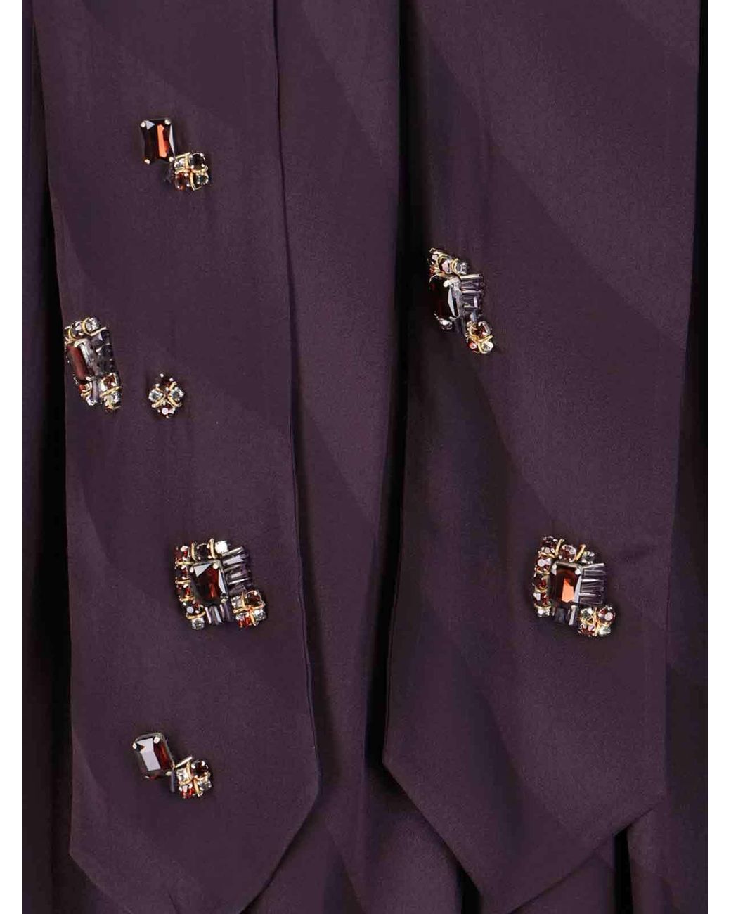 Dries Van Noten Purple Silk Blouse With Crystals