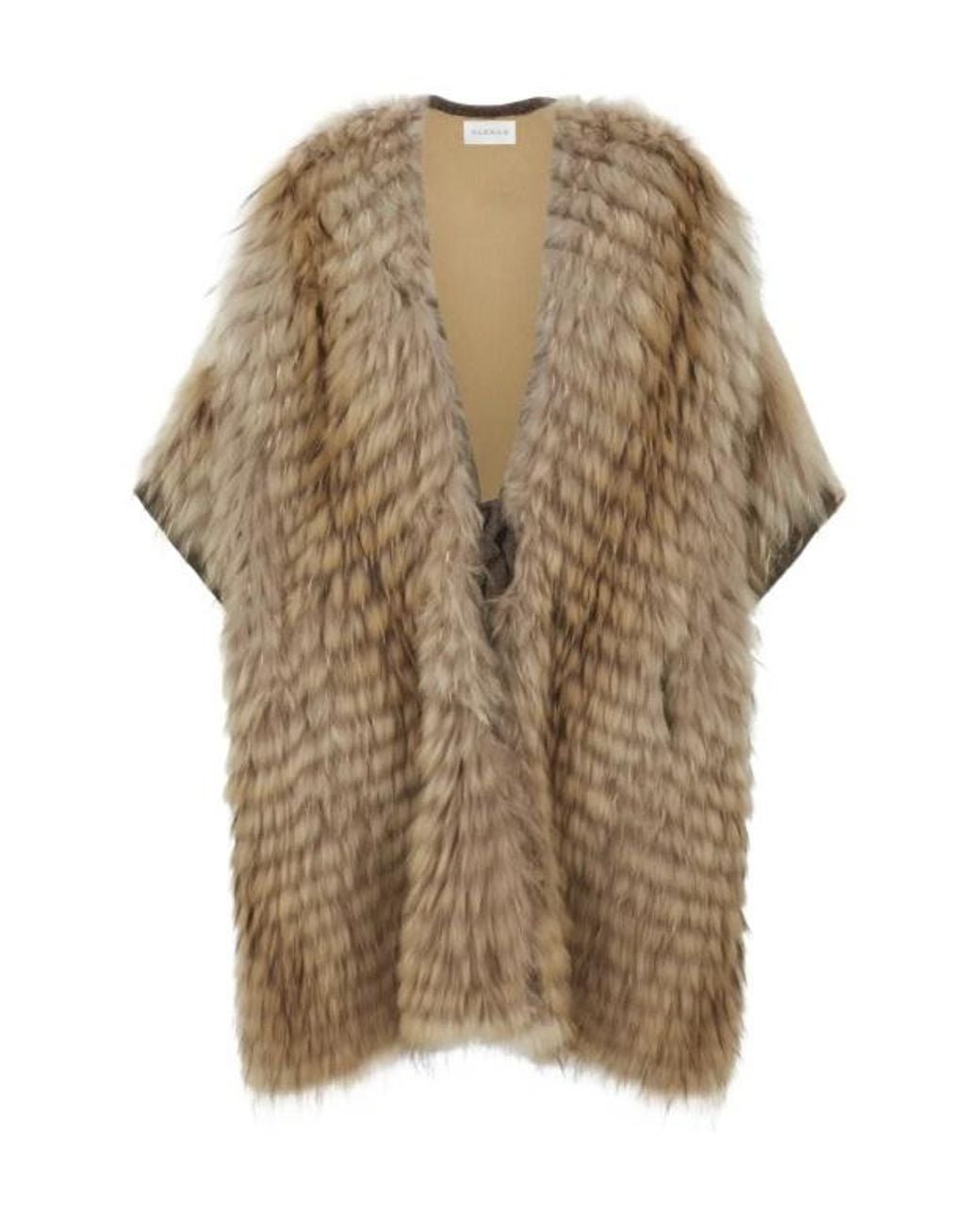 P.A.R.O.S.H. Natural Fur-Trimmed Cape Jacket
