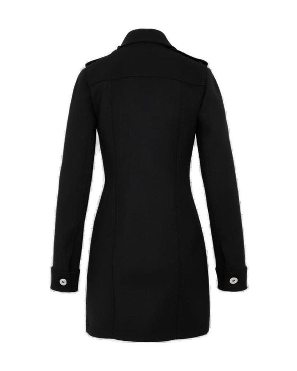 Bottega Veneta Black Structured Buttoned Mini Shirt Dress